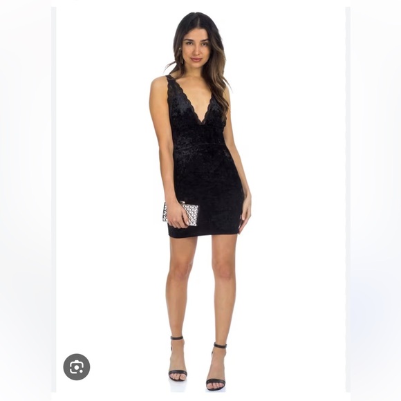 Free People Dresses & Skirts - Intimately Free People Viper Velvet Bodycon Dress Black Lace Detail